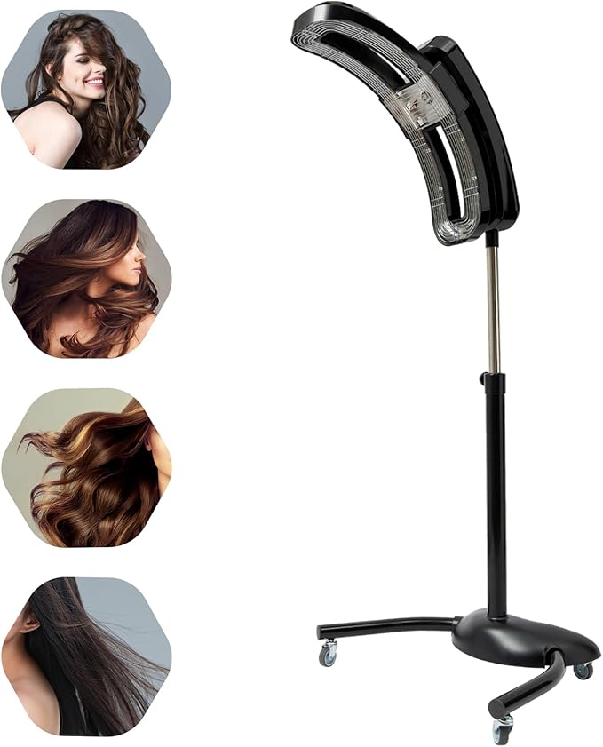 Hair Steamer Professional Hair Salon Steamer,40-70℃/104-158℉,Hair Steamer with Temperature and Time Adjustment,Hair Color Treatment Processor with Wheels,Portable Standing Dryer for Home(Black 950w)