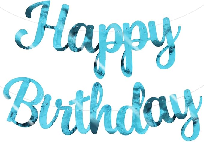 BEISHIDA Bright Lake Blue Happy Birthday Banner Party Decoration NO DIY | by Beishida