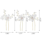 SWEETV 3Pcs Bridal Hair Pins White Flower Bride Hair Pieces Wedding Hair Side Combs Floral Headpieces Accessories Fall Beach Clip for Brides Bridesmaids Women Girls