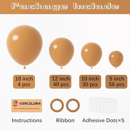 Voircoloria 130pcs Brown Balloons Garland Arch Kit, 18 12 10 5 Inch | - Image 2