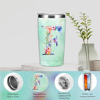 Personalized Gifts Monogrammed Birthday Gifts for Women, Aunt Grandma Retirement Christmas Initial 20 oz Tumbler, Makeup Bag Cup Ballpoint Pens Journal Notebook 6 Set, (Aesthetic Green Flower F)
