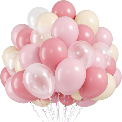 FunHot Dusty Pink Balloons, Blush Balloons, 12 Inch Apricot Transparent Latex by FunHot
