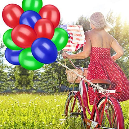 TecUnite 100 Pcs Red Blue Green Latex Balloons 13 Inch Colorful Round Balloons - Image 4