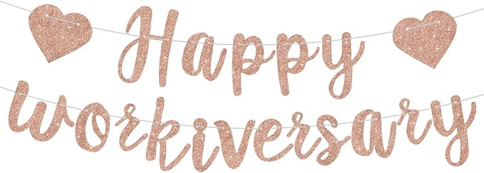 Rose Gold Glitte Happy Workiversary Banner by RICHHHA