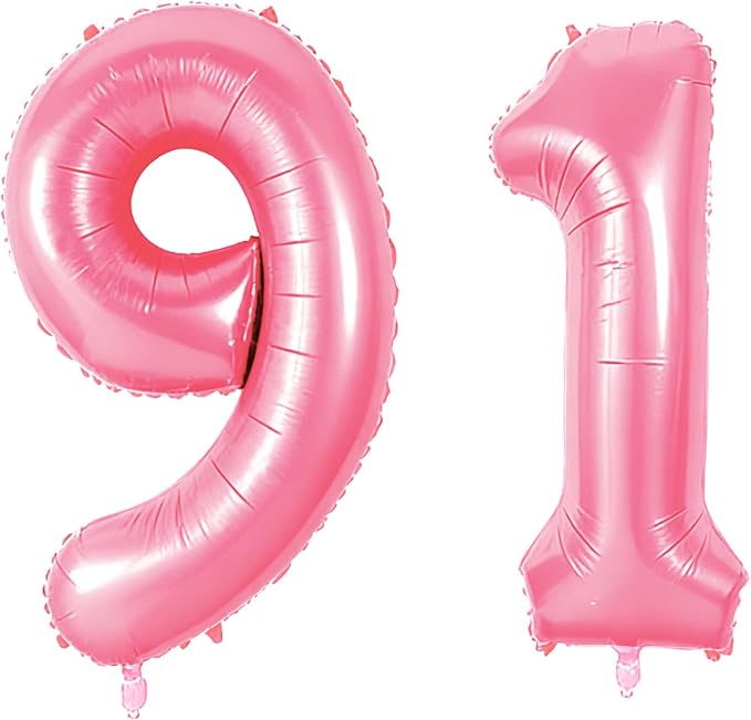 Number 91 Balloons for 91st Birthday Party Decorations, 0-100 Large No.91 by Joycard