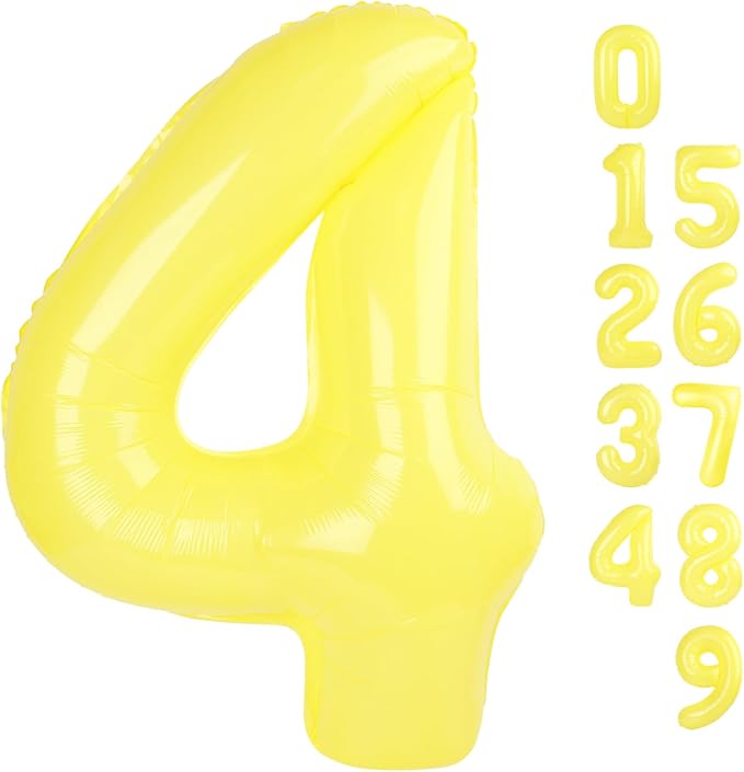 4 Balloon Number 40 Inch Yellow Balloons by Mluchee