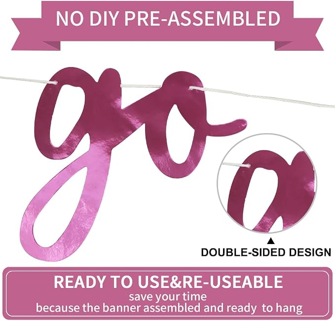 BEISHIDA Bright Pink Pre-Strung Go Shawty It's Your Birthday Banner Decor | - Image 3