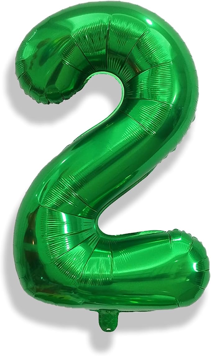 40 Inch 2nd Birthday Number Balloon, Dark Green Foil Self Inflating Balloons - Image 8