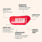 Overtone Semi Permanent Hair Color Conditioner, Raspberry Pink, 8 oz, Nourishing, Damage-Free, Color Depositing Mask for All Hair Types with Shea Butter & Coconut Oil, Vegan & Cruelty-Free
