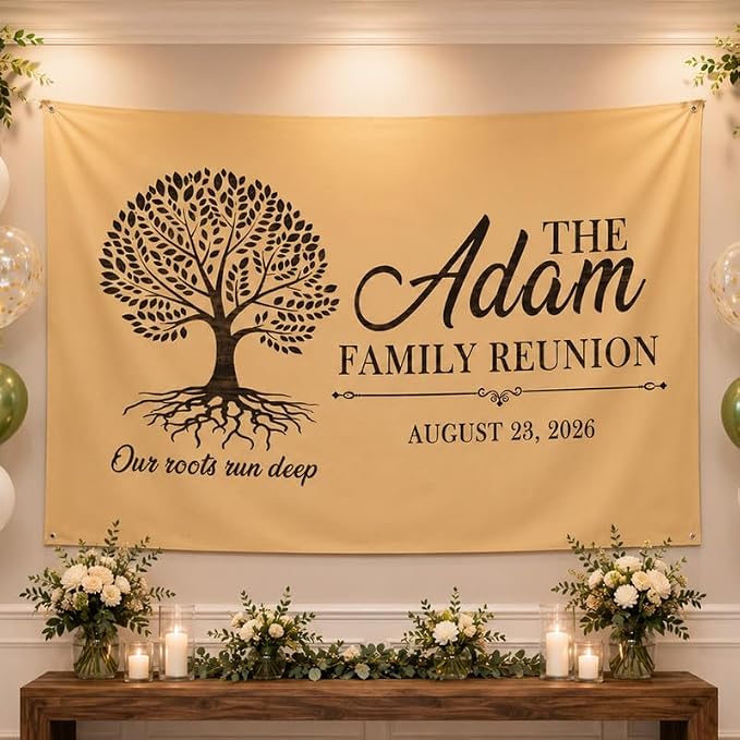 Personalized Family Reunion Banner Tree Design Customized by VIRAGIL