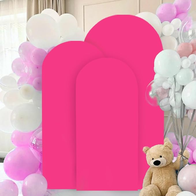 FANPROMS Spandex Arch Cover Set of 3 Hot Pink 4 5 6FT Fuchsia Arch Backdrop - Image 5