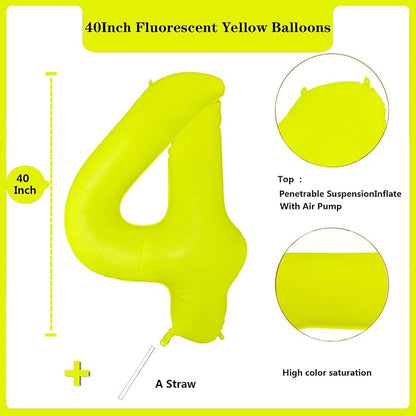 Fluorescent Yellow Number Balloon 40 inch Giant Foil Helium Balloons Yellow - Image 2
