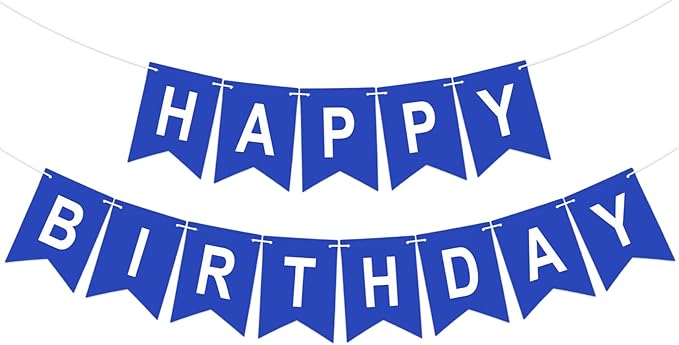 Pre-Strung Navy Blue Happy Birthday Banner Birthday Party Banner NO DIY | Happy by KINGLAKEGARDEN