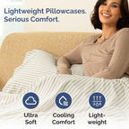 Queen Pillow Cases Set of 4 - Ultra Soft Hotel Quality Pillowcase Covers - Comfy, Cozy & Wrinkle Free - Shrinkage & Fade Resistant - Machine Washable Pillow Protectors - 4 Piece Set - Beige Stripes 2