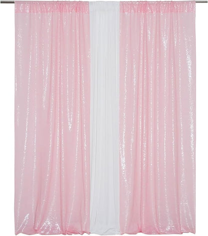 Eternal Beauty Pink Sequin Backdrop Curtains, 2 Panels 2x8FT | 3mm Sparkle - Image 2