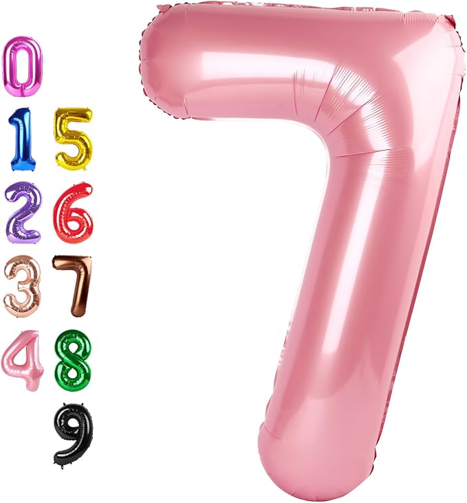 Number Balloons Pink 7 Balloon 40 inch by Enyeopd