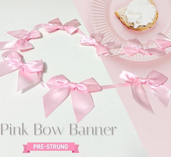 2pcs Pink Bow Garland Banner - Image 3