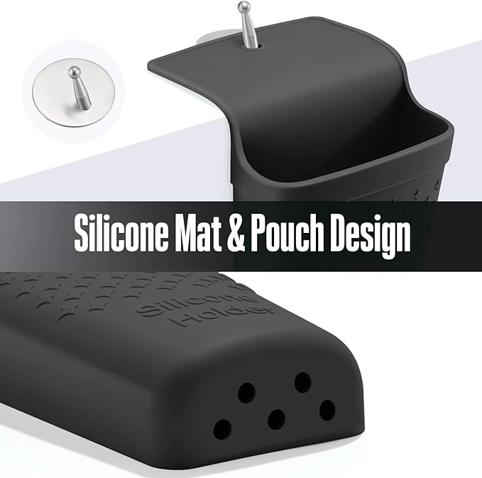 2 Pack Heat Resistant Silicone Hair Iron Mat and Pouch,Portable Travel Hair Straightener Mat and Holder for Hair Styling Tools.(Black)