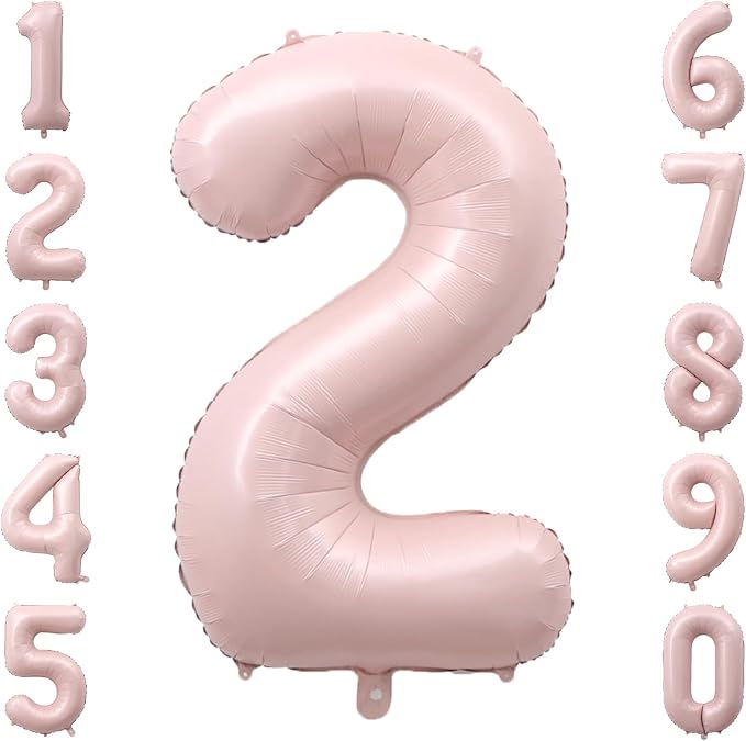 Baby Pink Number 2 Balloon 40 Inch, Pastel Rose Foil Theme Party Supplies | by Unknown
