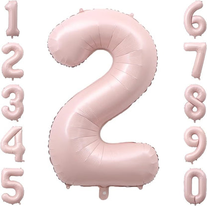 Baby Pink Number 2 Balloon 40 Inch, Pastel Rose Foil Theme Party Supplies | by Unknown