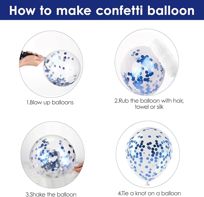 Blue Balloon Arch kit, with Confetti, Party Decorations | - Image 4