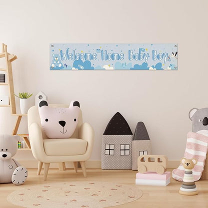 Welcome Home Baby Boy Hanging Banner, Sweet Baby Shower Entryway Home Party - Image 6