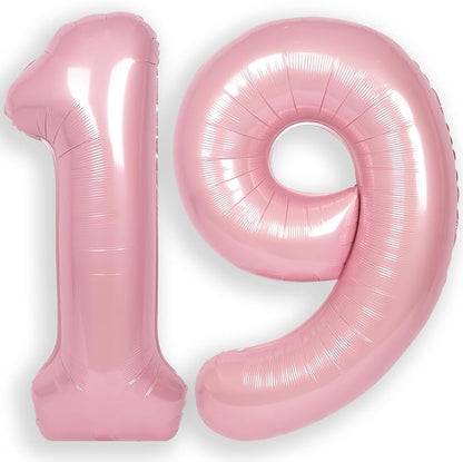 RainbowQ Pink 19 Balloon Number 40 Inch 0-40 Foil Large Balloons | Big Mylar 19 by RainbowQParty