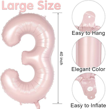 Light Pink Number 30 Balloon, 40 Inch Giant Mylar Number Balloons, Large Foil - Image 2