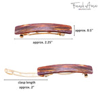 French Amie Small 2 1/4 inch Celluloid Handmade Hair Barrette No Slip Grip Durable Styling Women Hair Accessories Hair Clip for Girls, Made in France(Purple Touch)