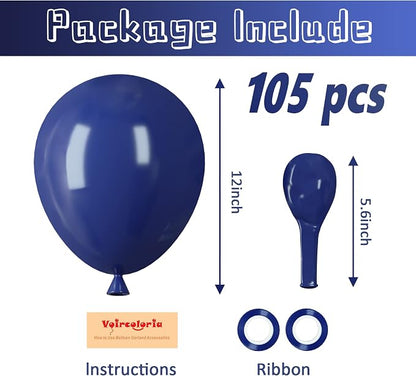 Voircoloria 105pcs Navy Blue Dark Blue Party Latex Balloons, 12inch | - Image 2