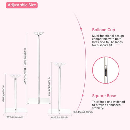 Clear Acrylic Balloon Stands for Table, Adjustable 15.75 Inch 23.6 Inch 31.5 - Image 2