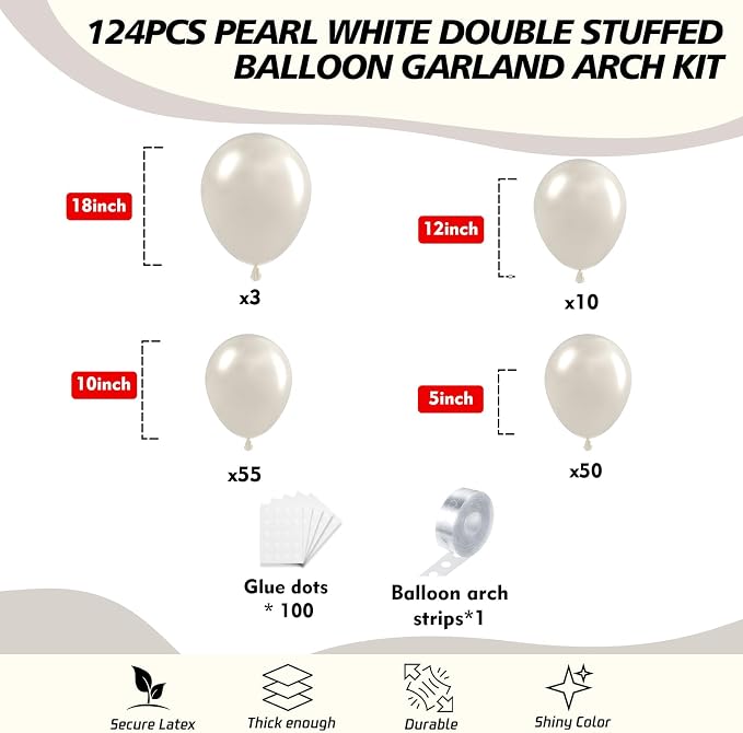 118Pcs Pearl Balloon Garland Arch Kit - Image 2