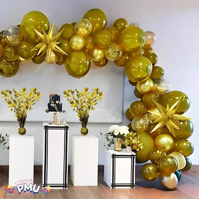 PMU 12 Pack Bursting Star Metallic Foil Spray Centerpiece- Gold Balloon Weights - Image 7