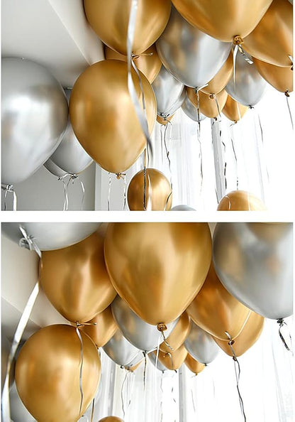 KBZVNAF Gold Metallic Chrome Latex Balloons 50 Pack 12 inch | Round Helium - Image 7