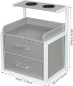 Suspended Salon Station for Hair Stylist, Wall Mounted Styling Salon Station Storage Cabinet w/2*Drawers &Hair Dryer Stand,Floating Nightstand Stylist Storage Cabinet for Home (Gray+ Silver)