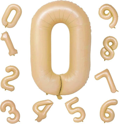 Nude 0 Balloons, 40 Inch Large Tan Foil Number Balloons Set 0-9, Self Inflating - Image 8