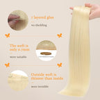 DOORES Seamless Clip in Human Hair Extensions, Bleach Blonde 7pcs 110g 20 Inch, Invisi Edge Real Hair Straight Weft Natural for Women