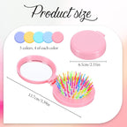 20 Pcs Folding Travel Hair Brushes with Mirror Round Folding Pocket Hair Brush Portable Mini Colourful Pop Up Hairs Brushes for Women Girls Men Makeup Operation Christmas