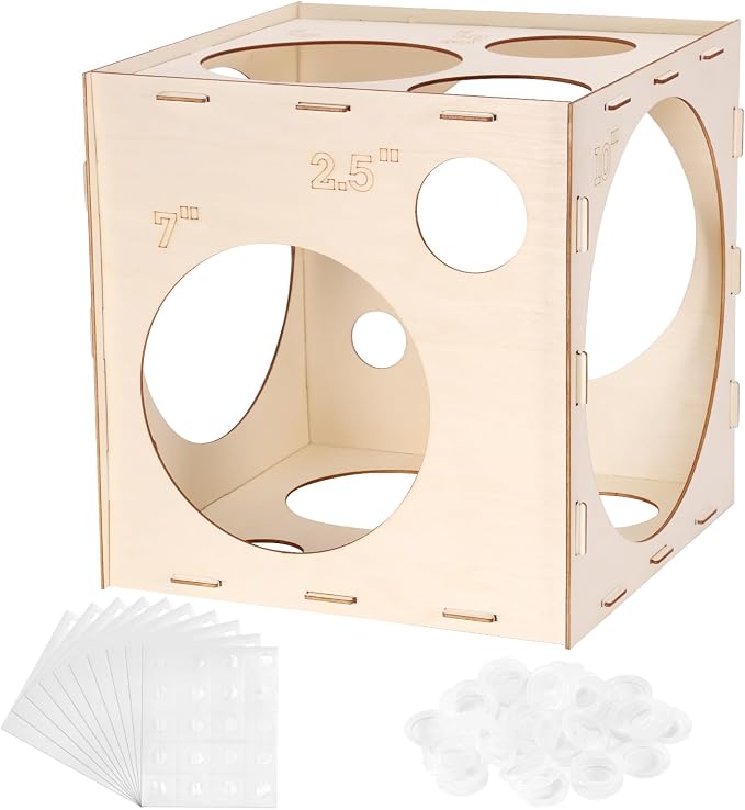 Auihiay 14 Holes Wood Balloon Sizer Box, Balloon Sizer Cube | Collapsible by Auihiay