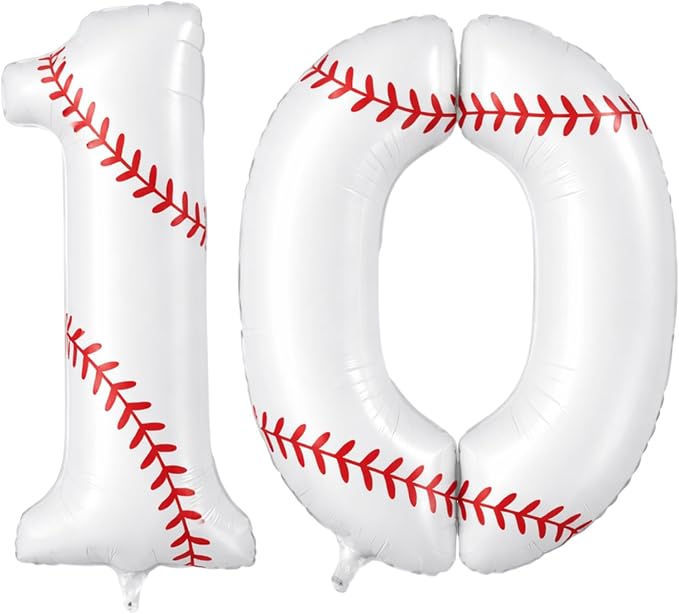 Jenaai Baseball Number 10 Balloons 40 Inch Baseball Theme Birthday Party by Jenaai