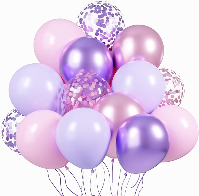 KBZVNAF Pink and Purple Latex Balloons 60 Pack 12 inch | Metallic Purple Pink by KBZVNAF