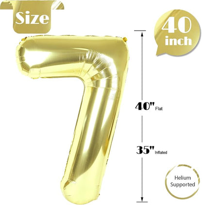 Light Gold Number 7 Balloon 40 Inch, 7th Birthday Decorations Men Women | Foil - Image 5