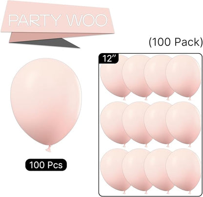 PartyWoo Pale Pink Balloons 100pcs Light Pastel Baby Pink Color | 12 Inch - Image 8