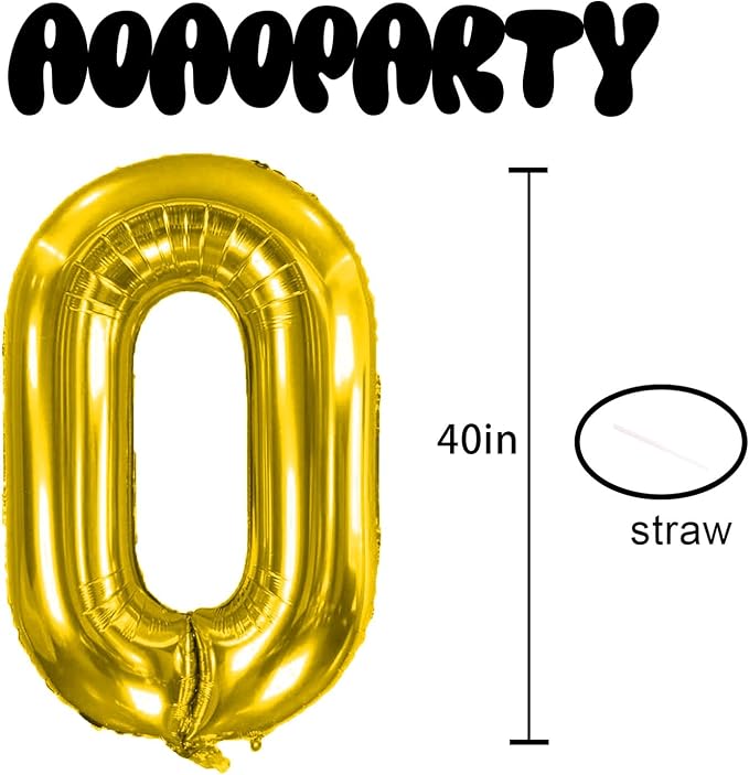 Letter Balloons Gold 40 Inch O Large Giant Big Foil Mylar Balloon | - Image 3