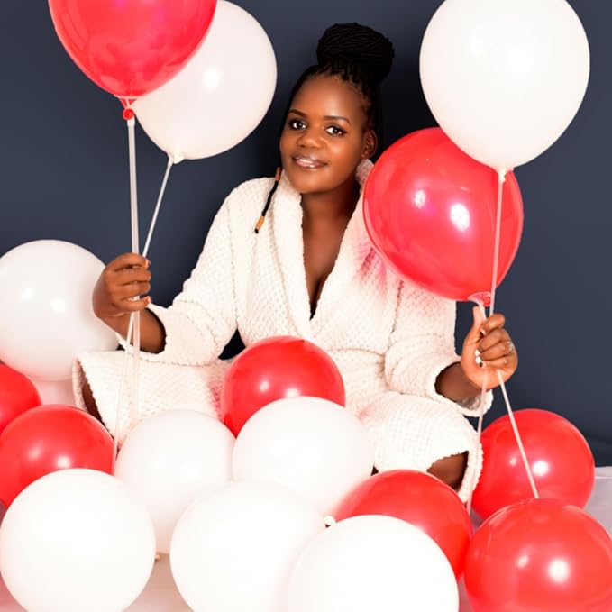 100pcs Red and White Balloons 12 Inch Thickened Latex Red White Balloons - Image 3
