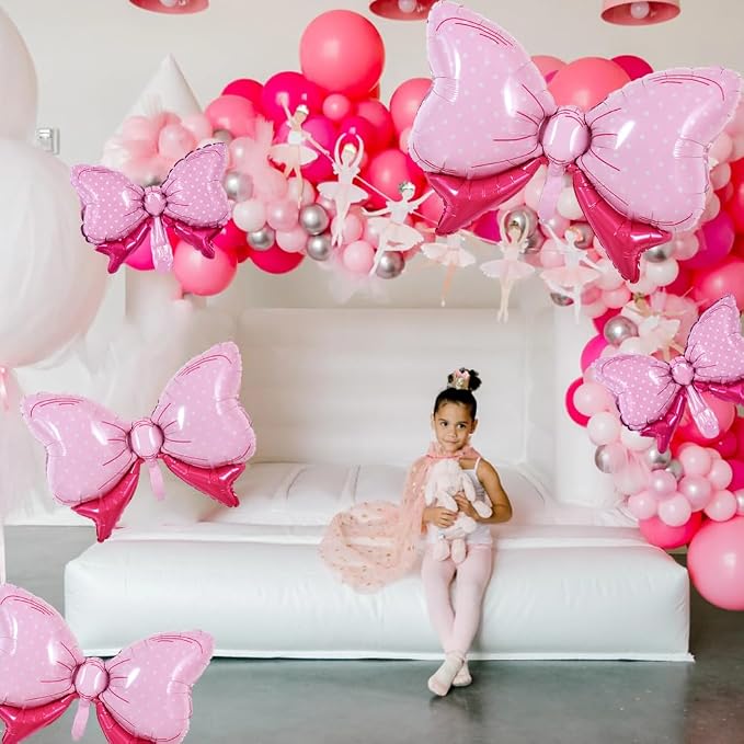Vuzvuv 12 Pcs Pink Bow Balloons 32 Inch 31Inch 15Inch Bowie Foil Balloons - Image 5