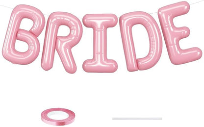BRIDE Balloons Bachelorette Party Decorations, 16 Inch Pearl Pink Bride Letter by Saxuxu
