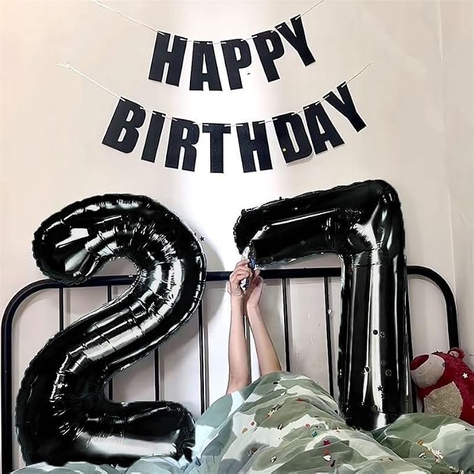 40 inch Black 7 Number Balloon Giant Foil Helium Balloons Black Large Digital - Image 4