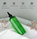 Squeeze Bottles for Hair - 16 Ounce Applicator 2 Pack, Green PET Plastic Refillable With Twist Top Cap for Hair Dye and Oil