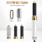 5 in 1 Hot Air Brush, Blow Dryer Brush & Auto Air Curling Wrap Hair Styler, 1000W Professional Hair Styling Tools Negative Ion Hair Dryer Brush for Drying, Curling, Straightening & Styling